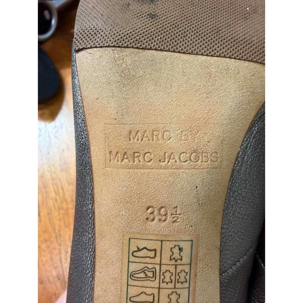 Vtg y2k Marc by Marc Jacobs Metallic Bronze Leather Kitten Heels Bow Pumps 39.5